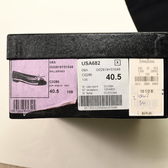 CHANEL Classic Ballerina Flats Black & Gold Cap Toe EU 40.5 / US 10.5B NIB - Picture 10 of 10